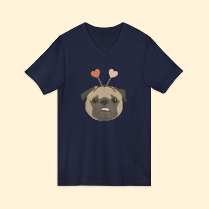 A Very Pug Valentine | Unisex V - Neck Tee - Detezi Designs - 54567673124316209723
