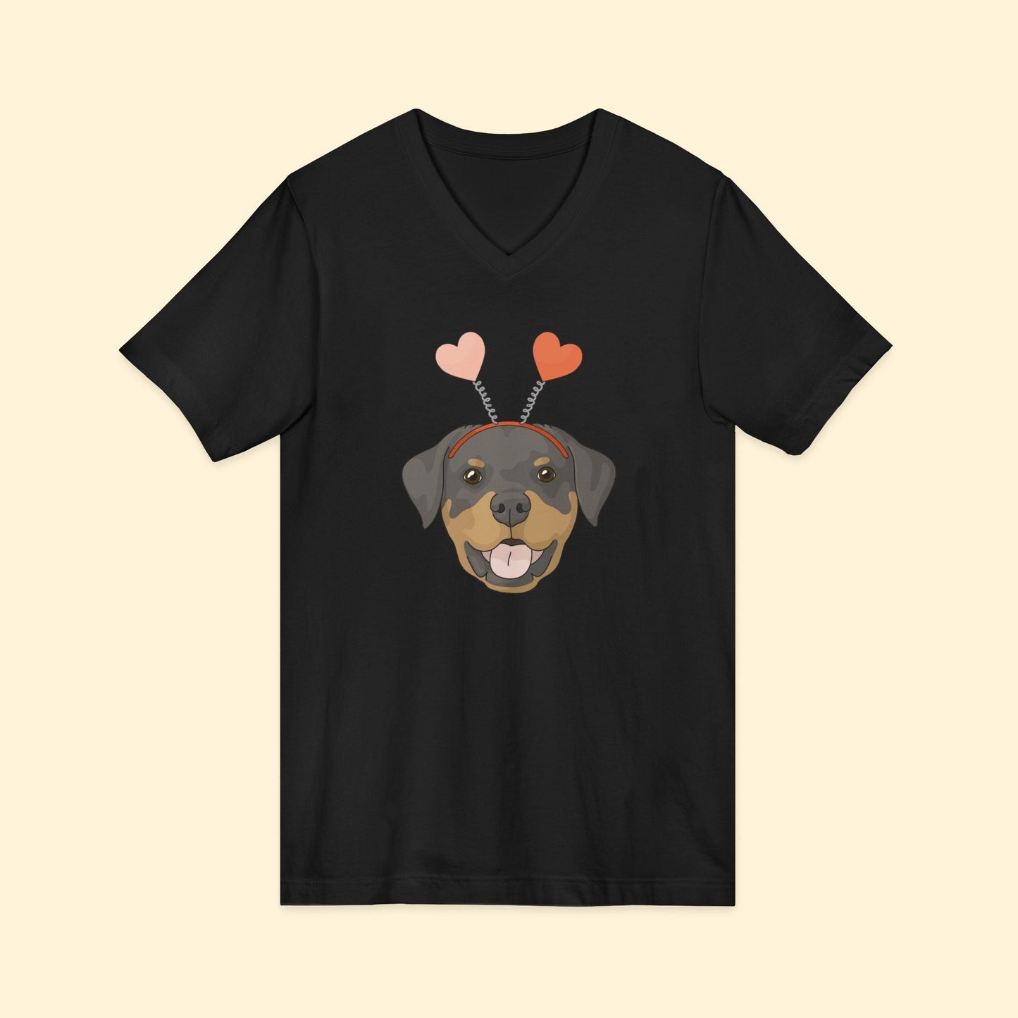 A Very Rottie Valentine | Unisex V - Neck Tee - Detezi Designs - 14497387627378617786
