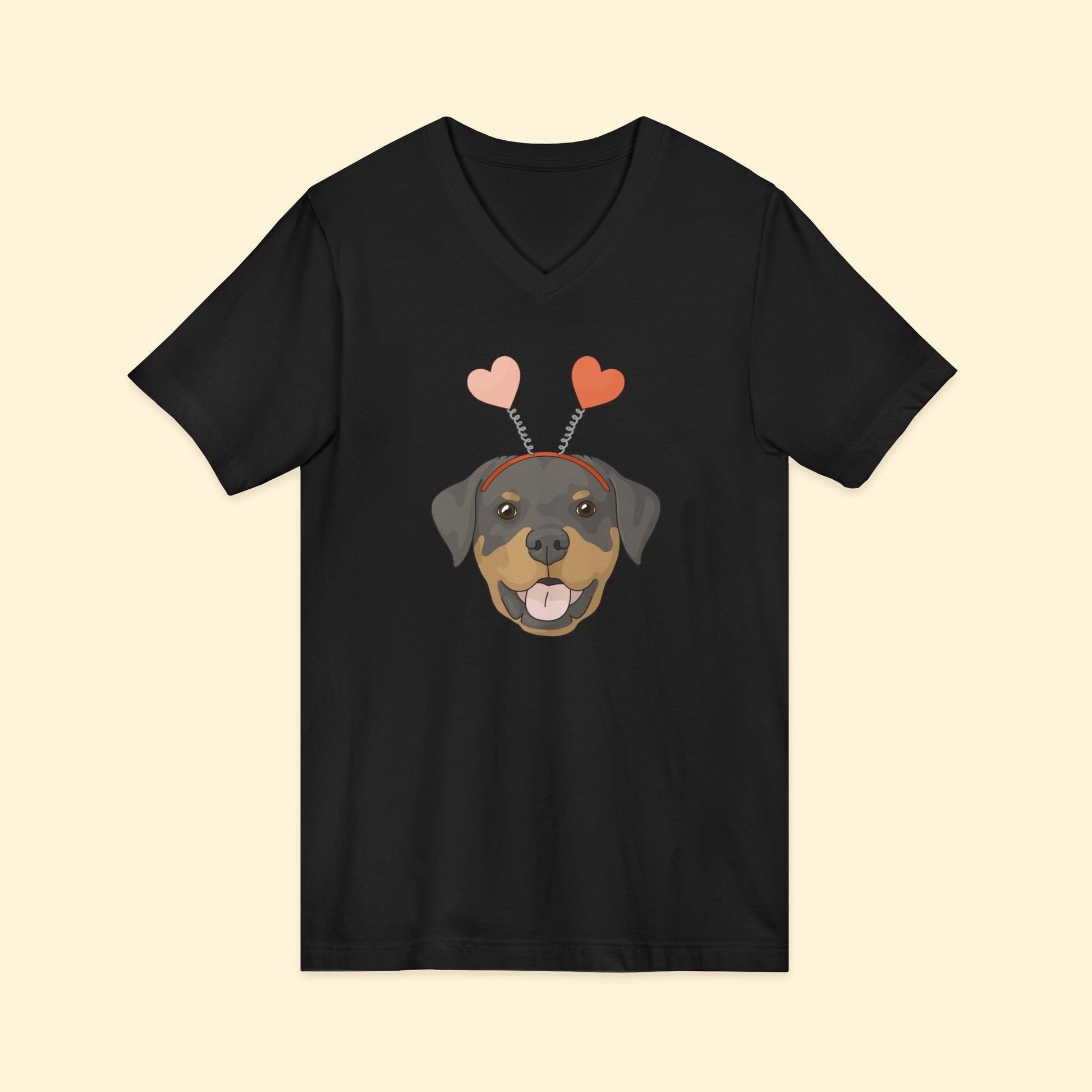 A Very Rottie Valentine | Unisex V - Neck Tee - Detezi Designs - 14497387627378617786
