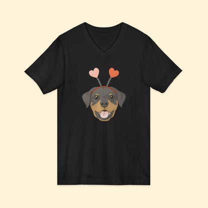 A Very Rottie Valentine | Unisex V - Neck Tee - Detezi Designs - 14497387627378617786