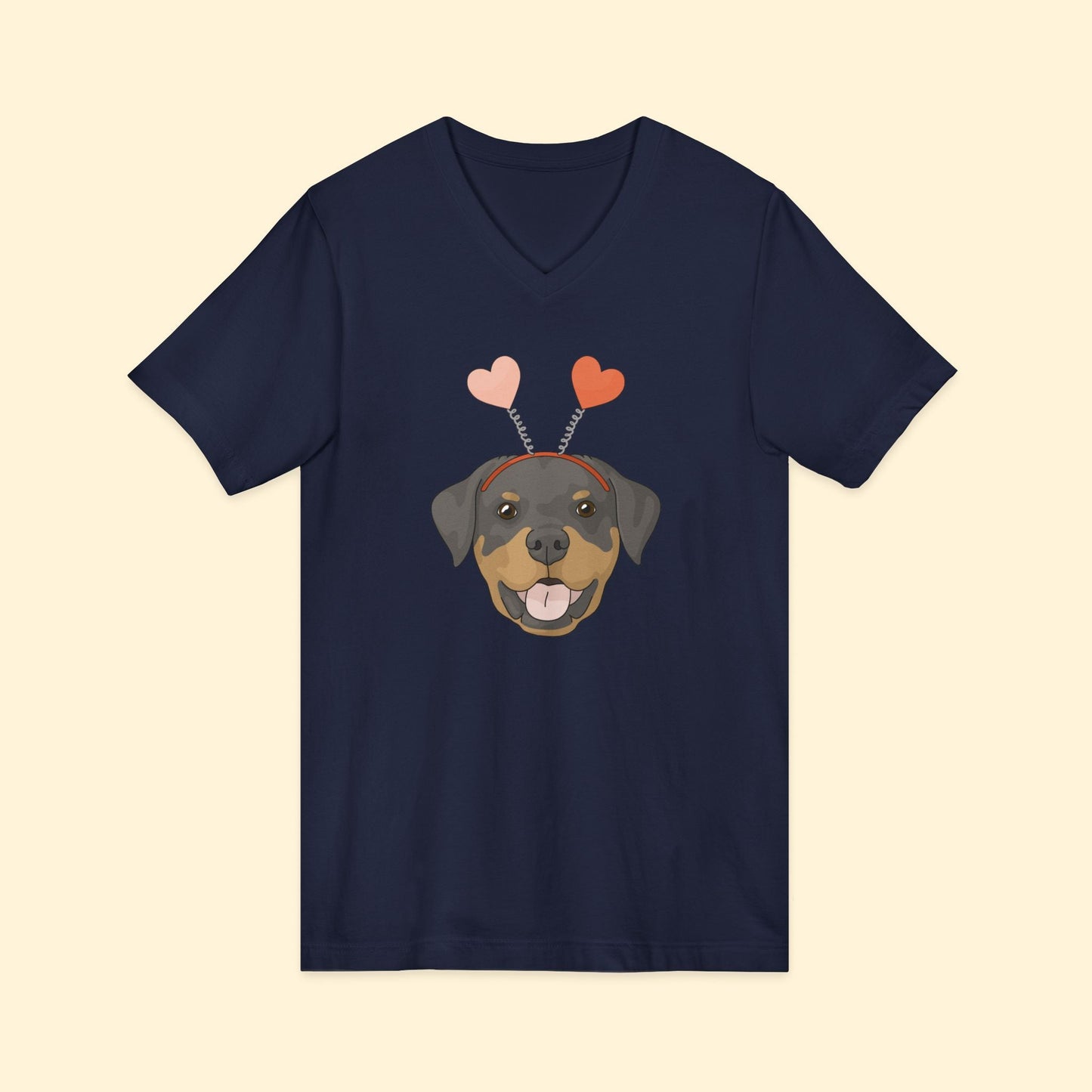 A Very Rottie Valentine | Unisex V - Neck Tee - Detezi Designs - 22066317728337480242