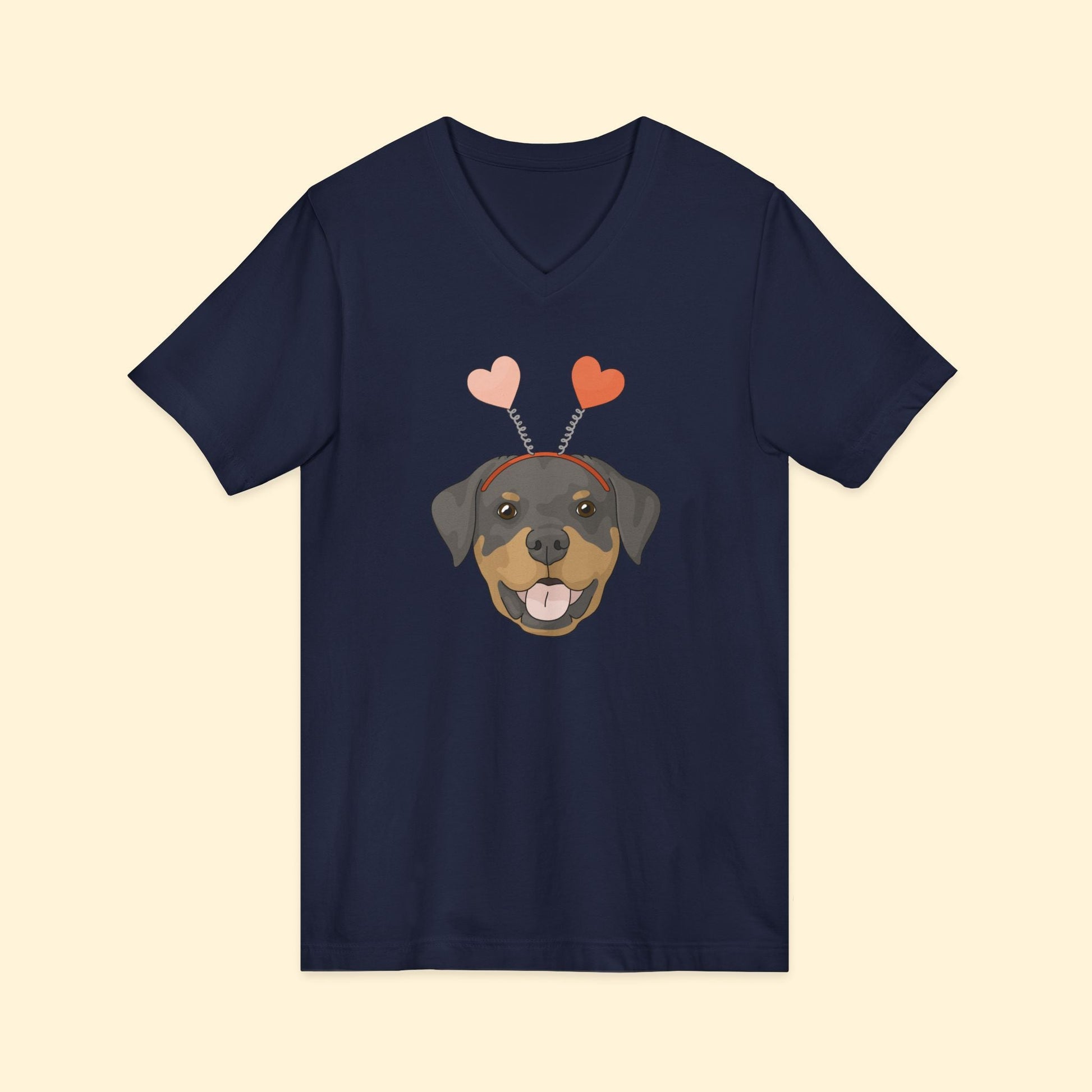 A Very Rottie Valentine | Unisex V - Neck Tee - Detezi Designs - 22066317728337480242