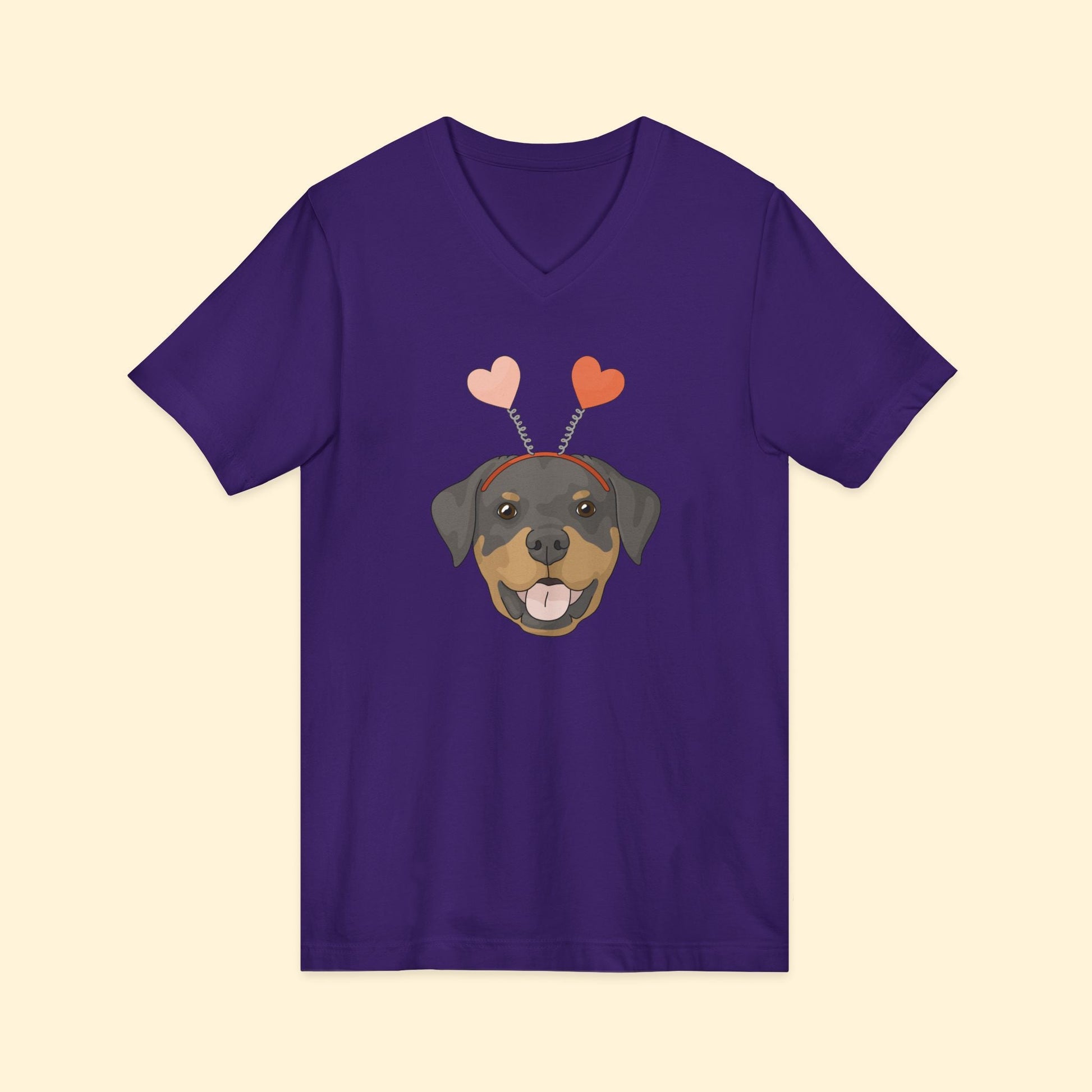 A Very Rottie Valentine | Unisex V - Neck Tee - Detezi Designs - 27442807571500835329