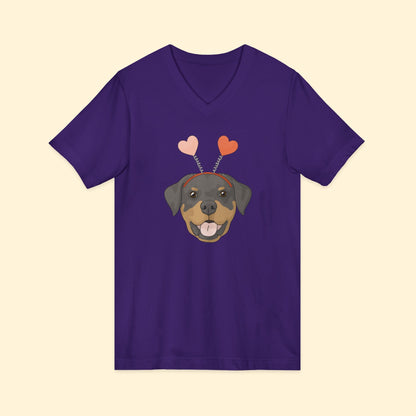 A Very Rottie Valentine | Unisex V - Neck Tee - Detezi Designs - 27442807571500835329