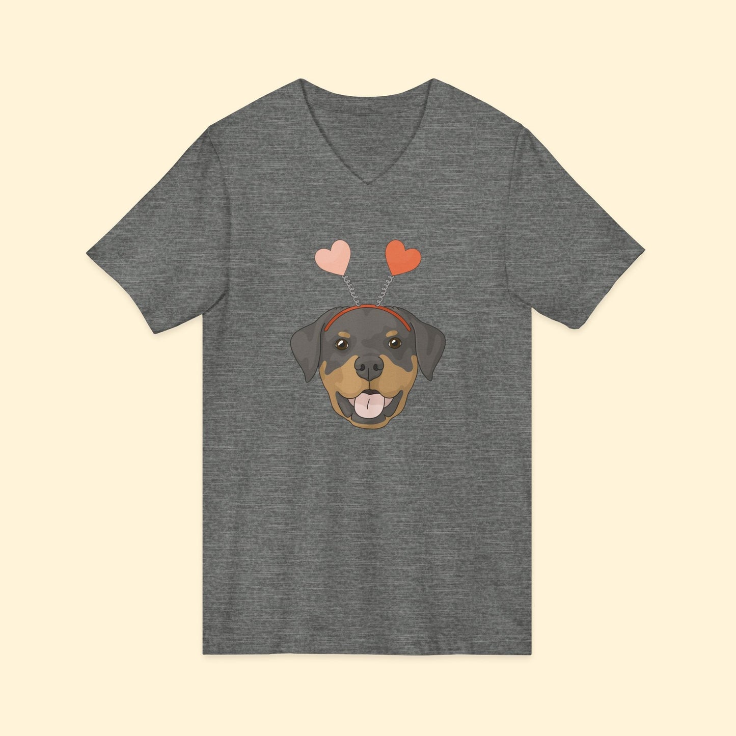 A Very Rottie Valentine | Unisex V - Neck Tee - Detezi Designs - 29410645848136277682
