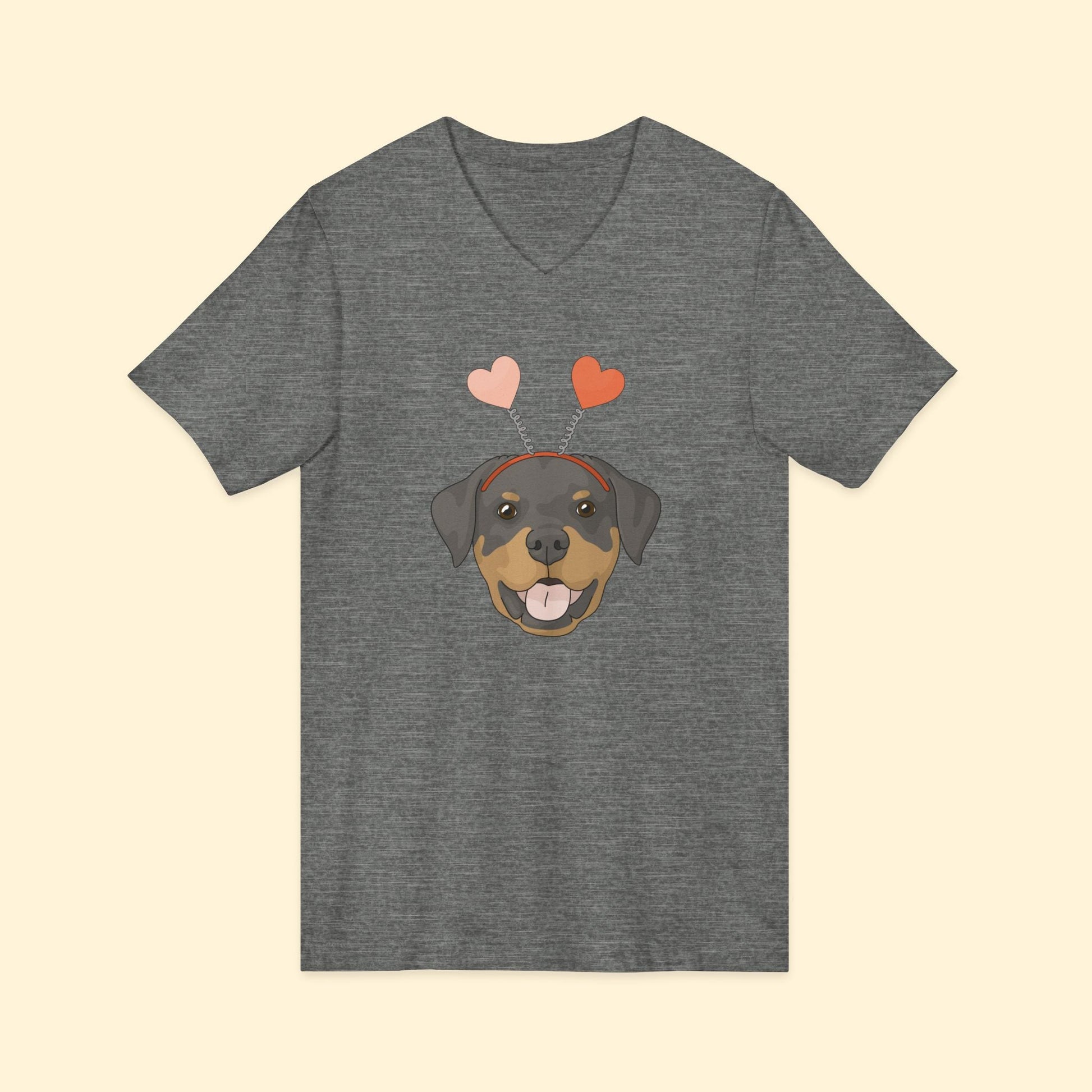 A Very Rottie Valentine | Unisex V - Neck Tee - Detezi Designs - 29410645848136277682