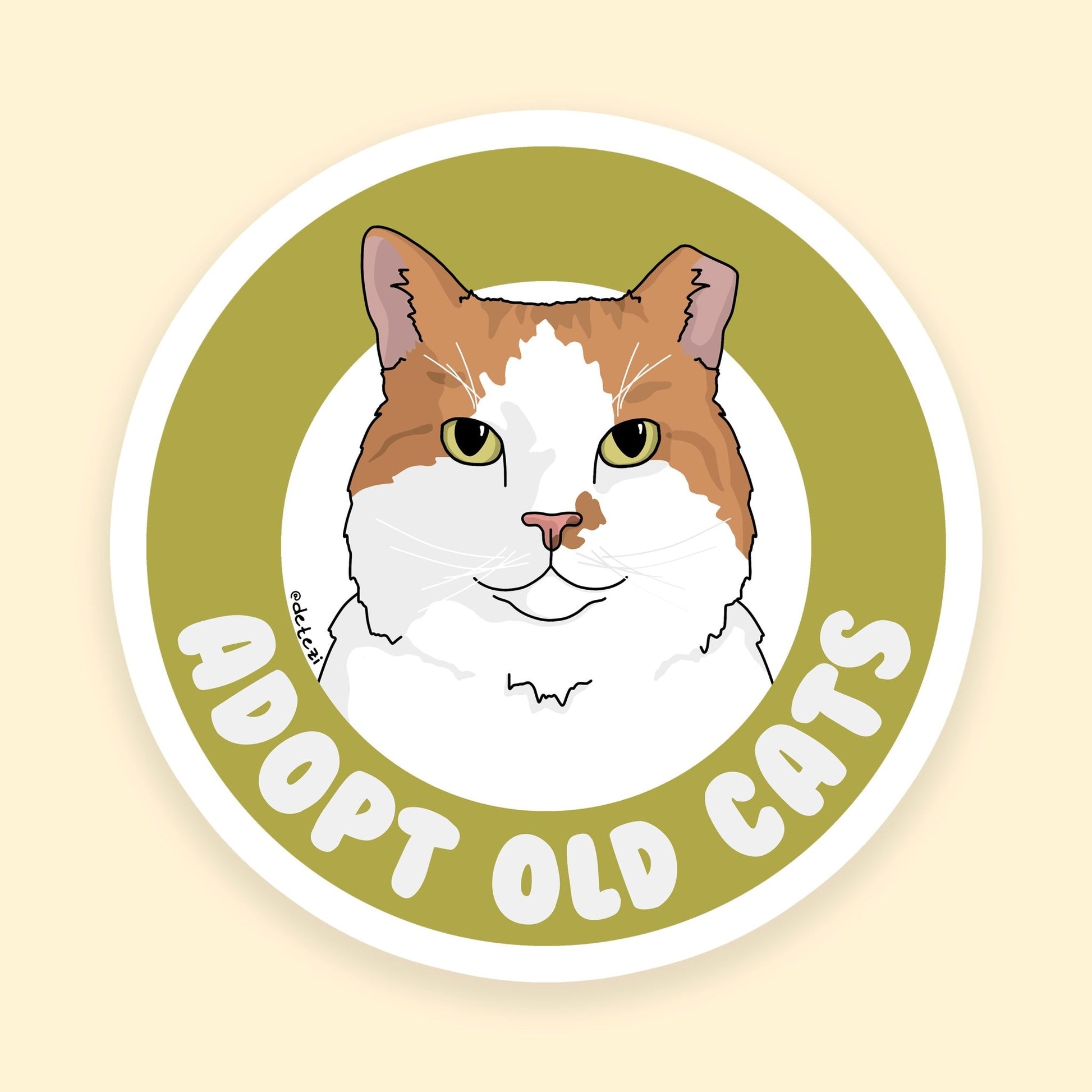 Adopt Old Cats | 3" Vinyl Sticker - Detezi Designs - 