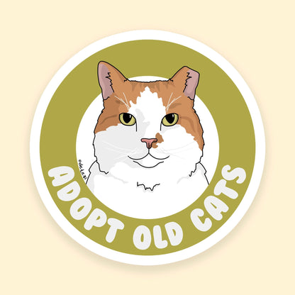 Adopt Old Cats | 3" Vinyl Sticker - Detezi Designs - 