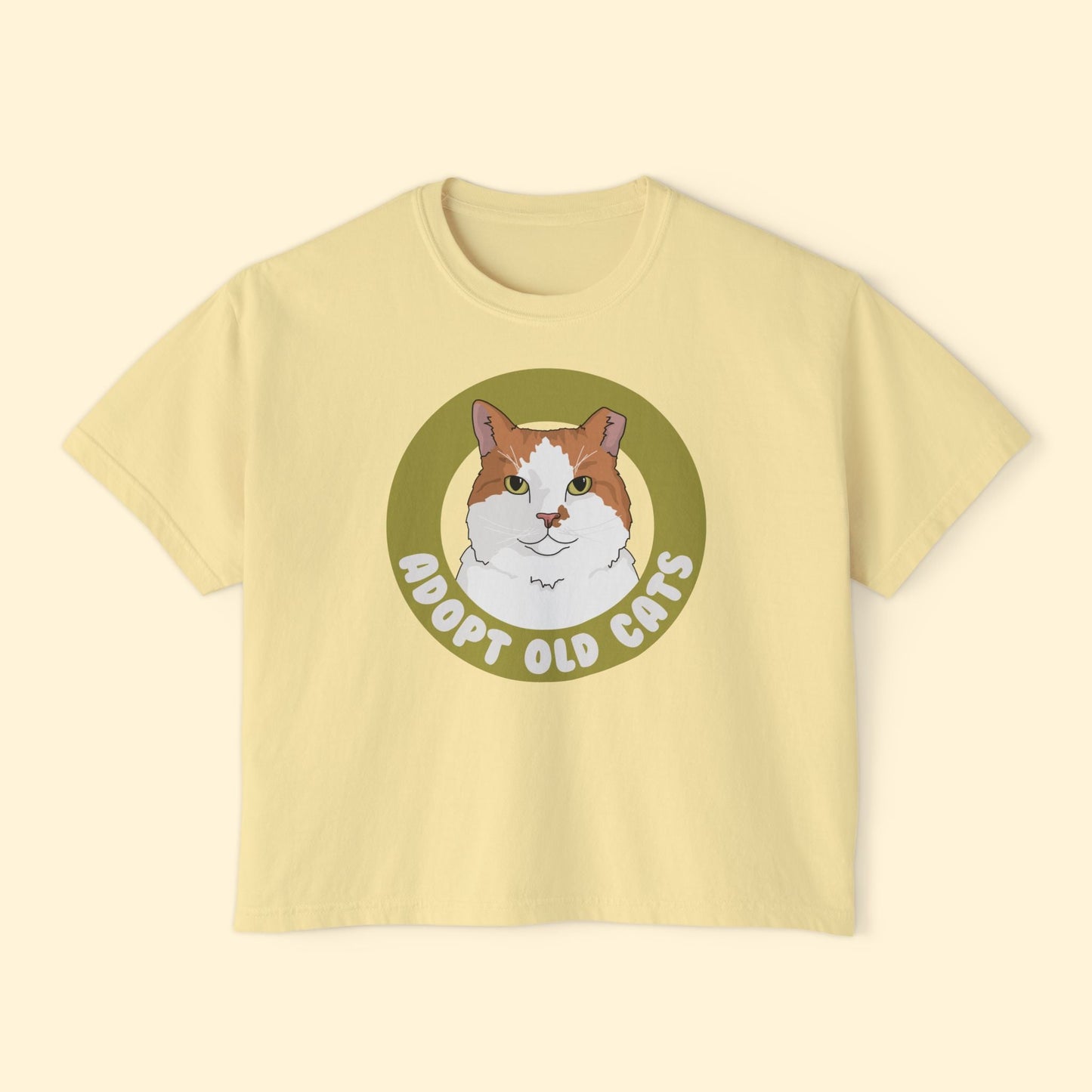 Adopt Old Cats | Comfort Colors Boxy Tee - Detezi Designs - 10372388826368560249