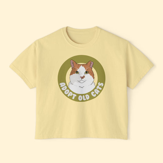 Adopt Old Cats | Comfort Colors Boxy Tee - Detezi Designs - 10372388826368560249