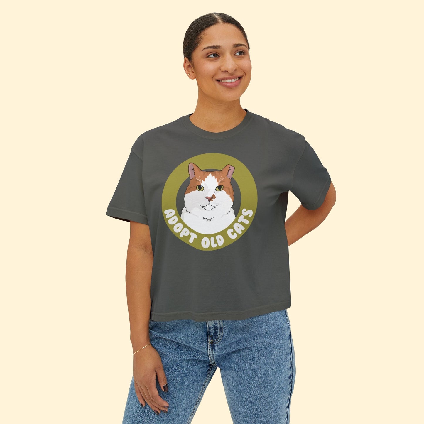 Adopt Old Cats | Comfort Colors Boxy Tee - Detezi Designs - 10372388826368560249