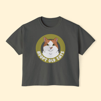 Adopt Old Cats | Comfort Colors Boxy Tee - Detezi Designs - 58772944348202654319