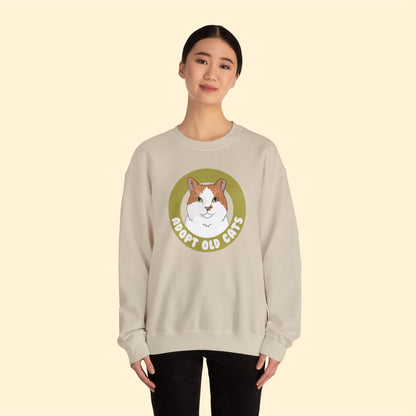 Adopt Old Cats | Crewneck Sweatshirt - Detezi Designs-14800941889023381796