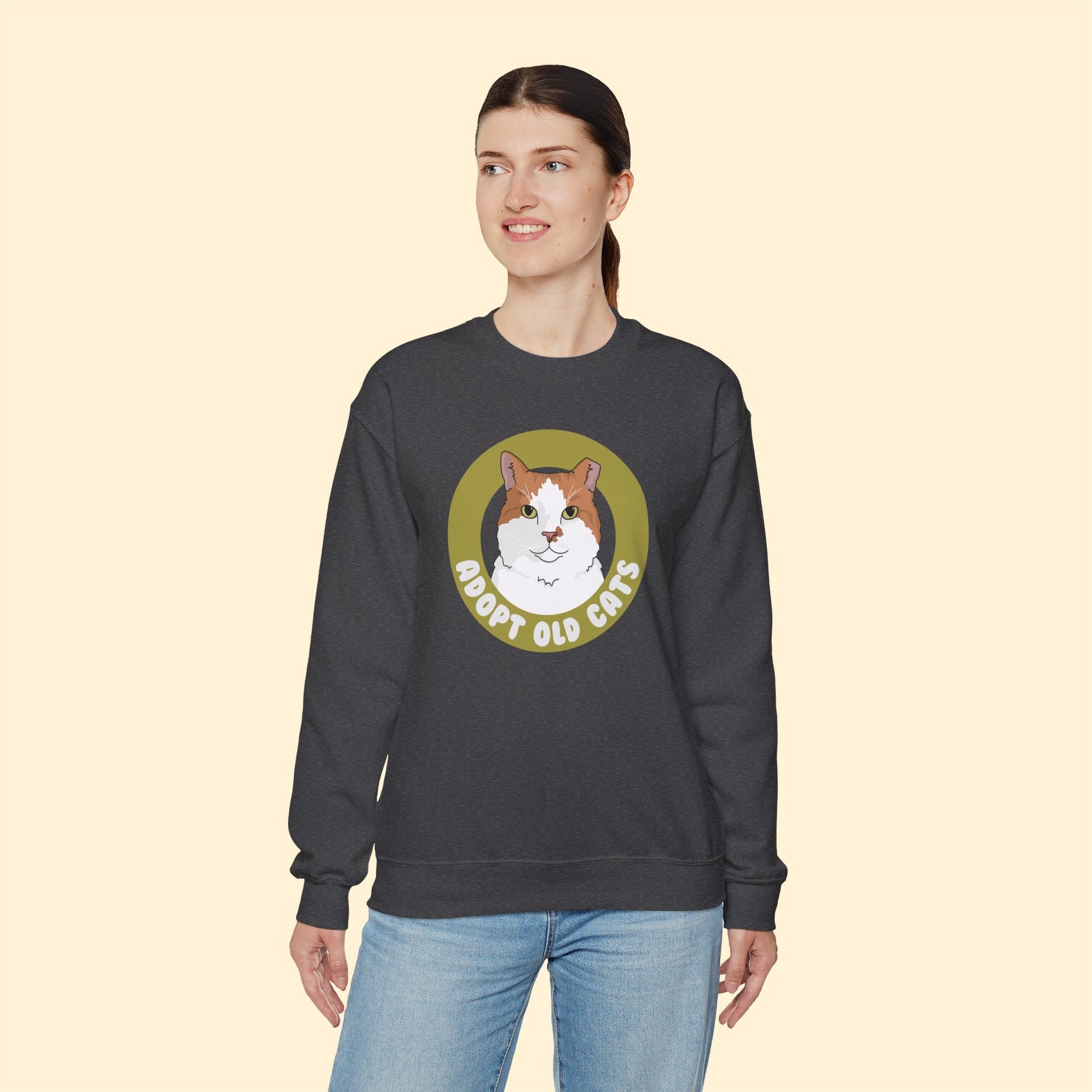 Adopt Old Cats | Crewneck Sweatshirt - Detezi Designs-14800941889023381796