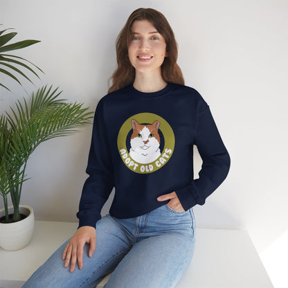 Adopt Old Cats | Crewneck Sweatshirt - Detezi Designs-14800941889023381796