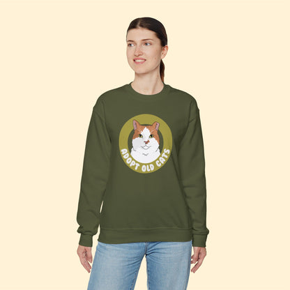 Adopt Old Cats | Crewneck Sweatshirt - Detezi Designs-14800941889023381796