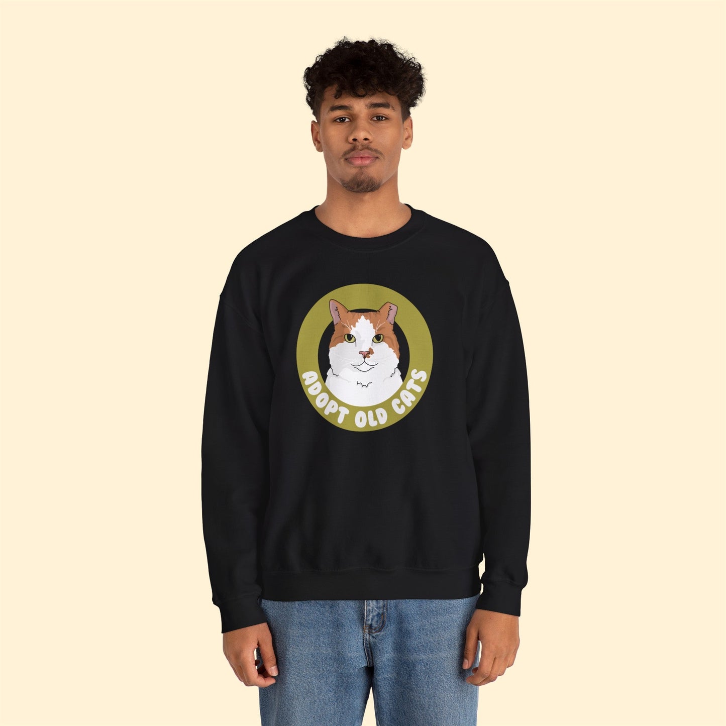 Adopt Old Cats | Crewneck Sweatshirt - Detezi Designs-14800941889023381796