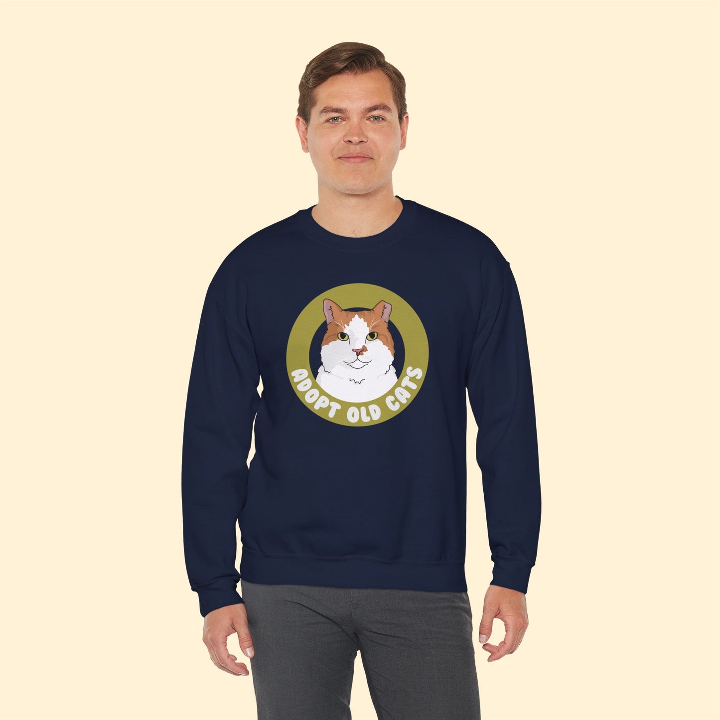 Adopt Old Cats | Crewneck Sweatshirt - Detezi Designs-14800941889023381796