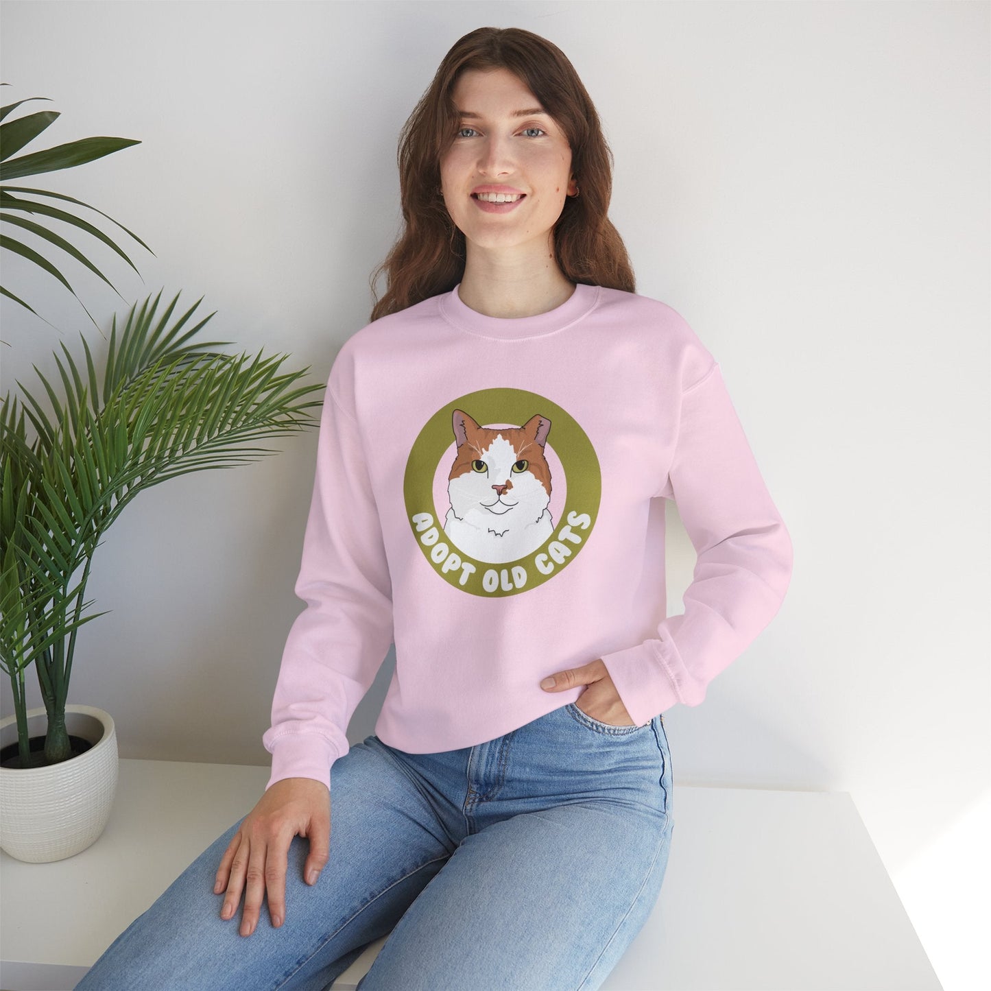 Adopt Old Cats | Crewneck Sweatshirt - Detezi Designs-14800941889023381796