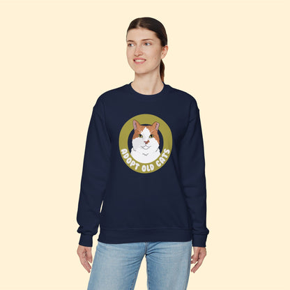 Adopt Old Cats | Crewneck Sweatshirt - Detezi Designs-14800941889023381796