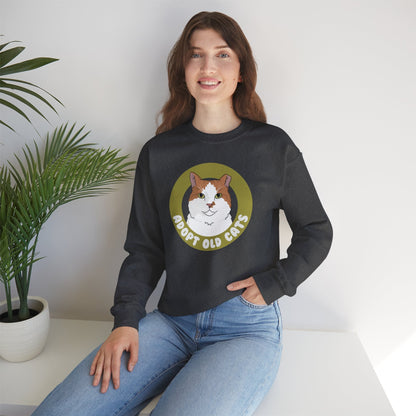 Adopt Old Cats | Crewneck Sweatshirt - Detezi Designs-14800941889023381796