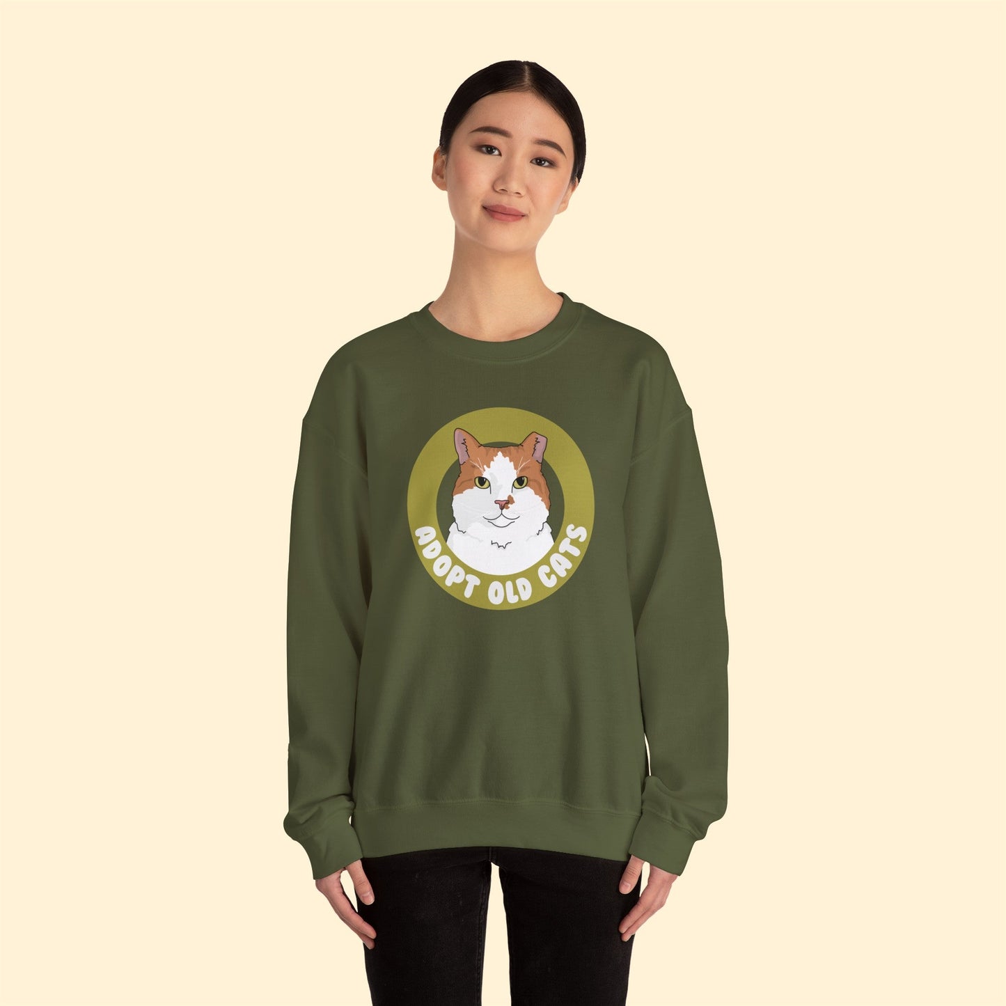 Adopt Old Cats | Crewneck Sweatshirt - Detezi Designs-14800941889023381796