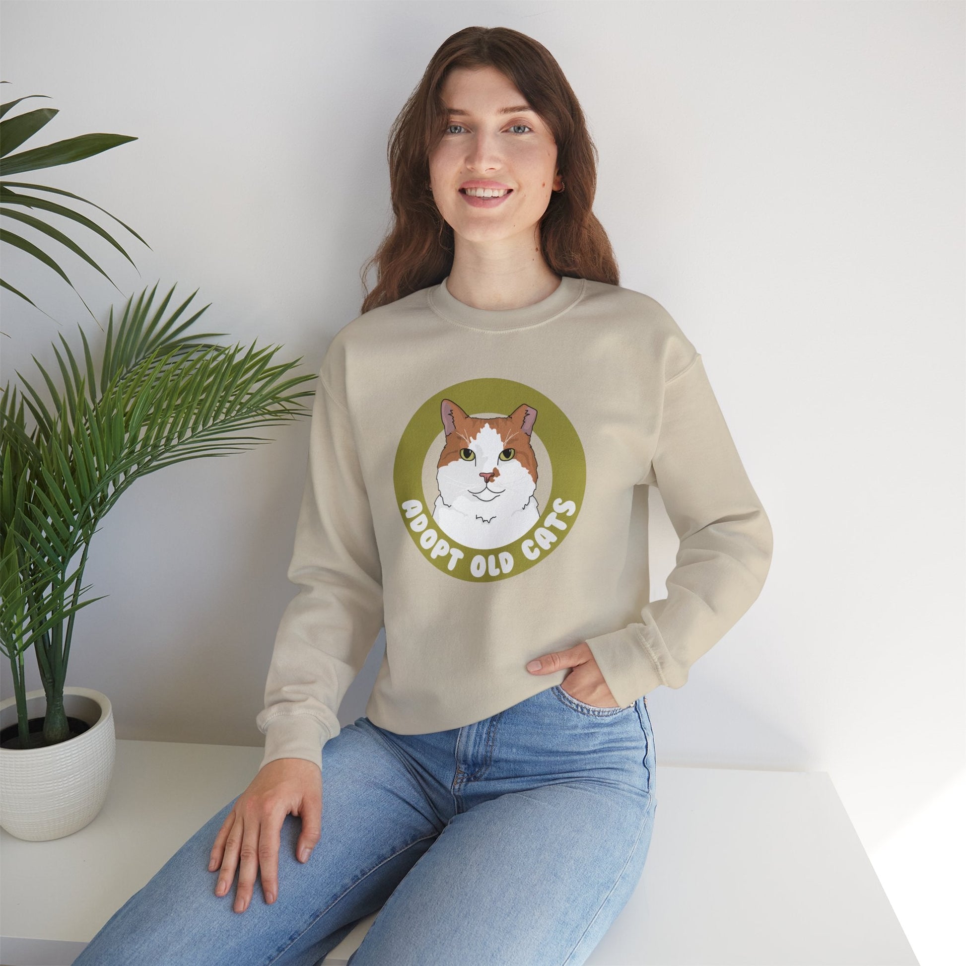 Adopt Old Cats | Crewneck Sweatshirt - Detezi Designs-14800941889023381796