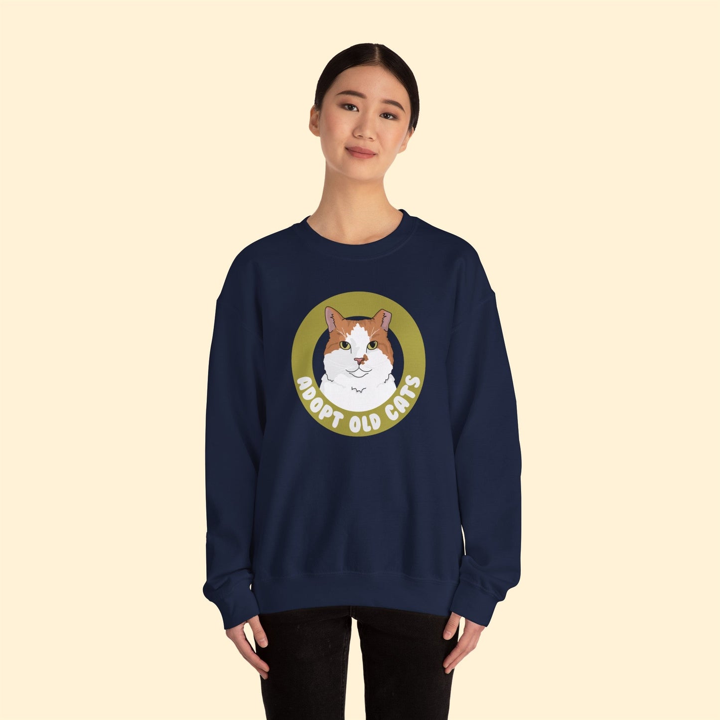 Adopt Old Cats | Crewneck Sweatshirt - Detezi Designs-14800941889023381796