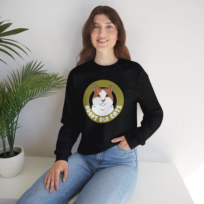 Adopt Old Cats | Crewneck Sweatshirt - Detezi Designs-14800941889023381796