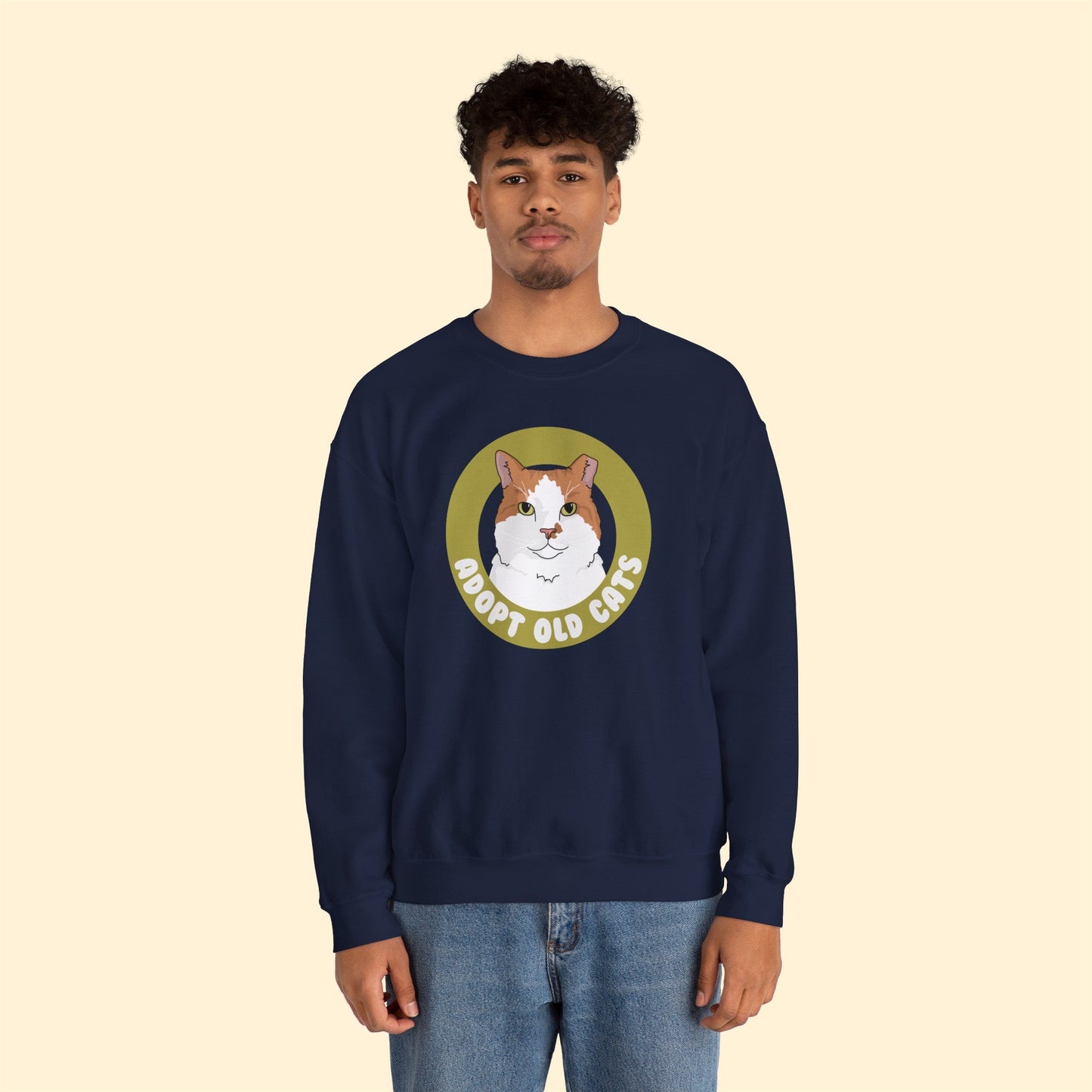 Adopt Old Cats | Crewneck Sweatshirt - Detezi Designs-14800941889023381796