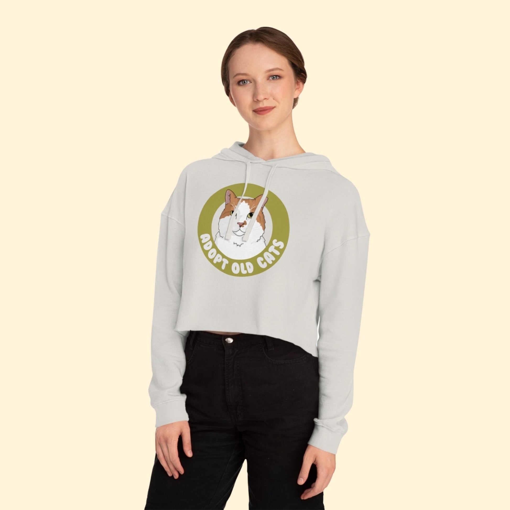 Adopt Old Cats | Cropped Hooded Sweatshirt - Detezi Designs - 27570521646085401147