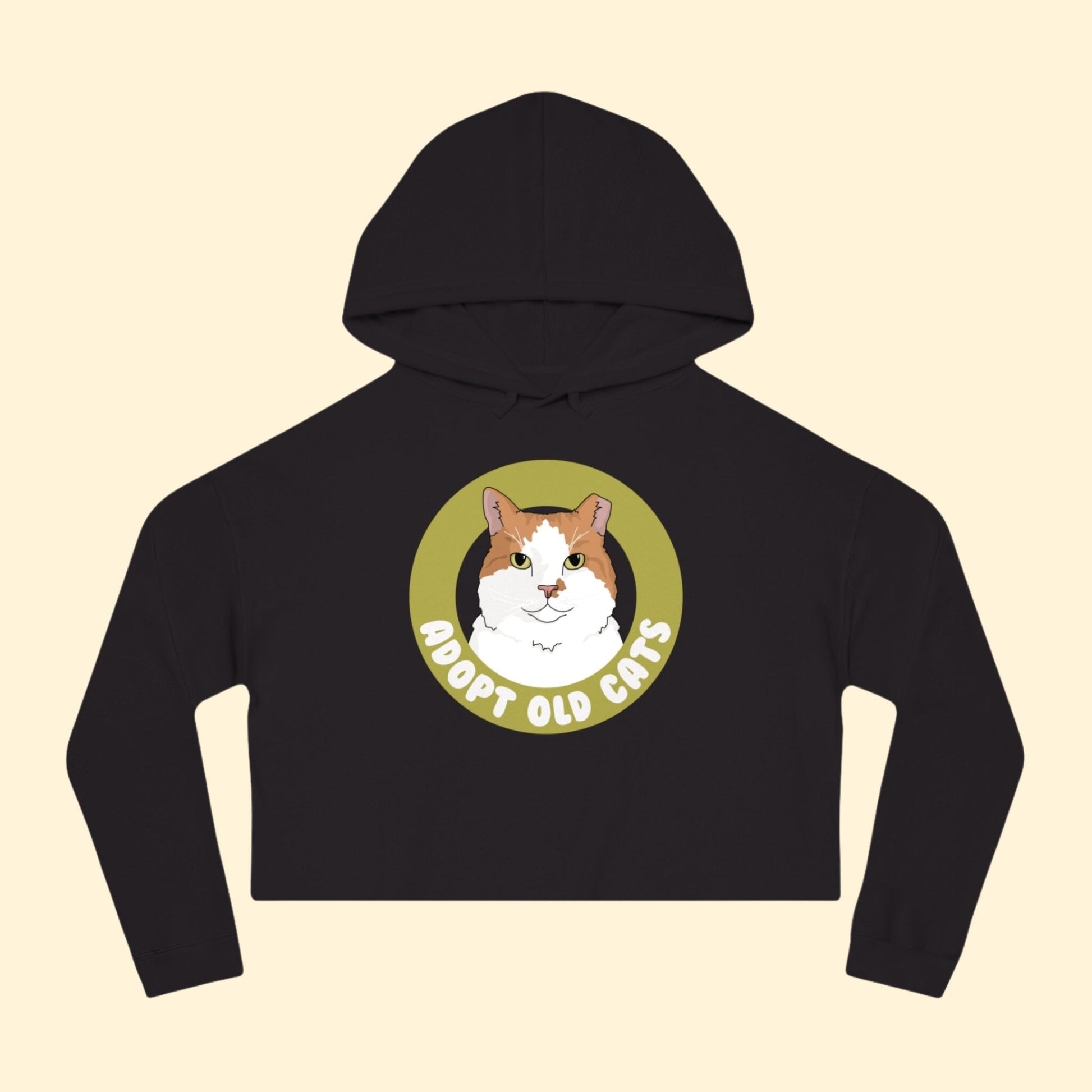 Adopt Old Cats | Cropped Hooded Sweatshirt - Detezi Designs - 27570521646085401147