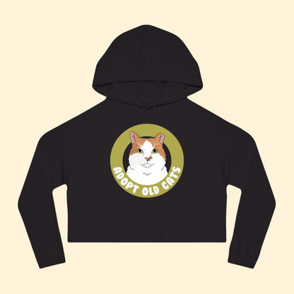 Adopt Old Cats | Cropped Hooded Sweatshirt - Detezi Designs - 27570521646085401147