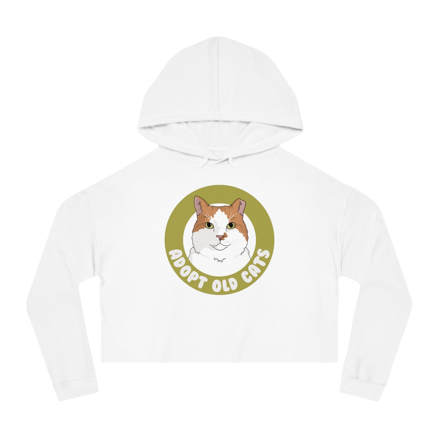 Adopt Old Cats | Cropped Hooded Sweatshirt - Detezi Designs - 33074977916831666219