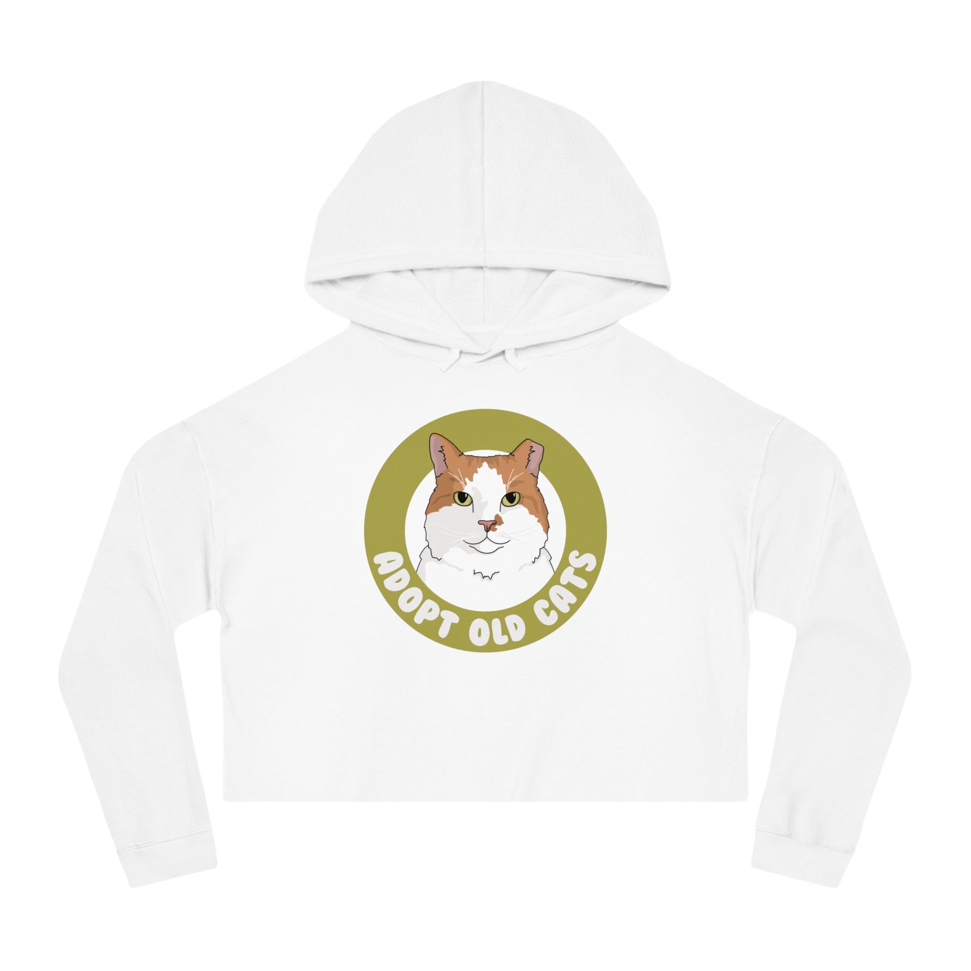 Adopt Old Cats | Cropped Hooded Sweatshirt - Detezi Designs - 33074977916831666219