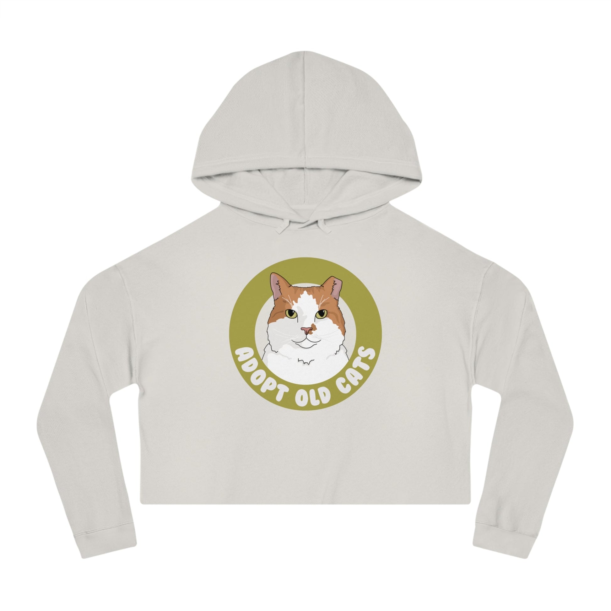 Adopt Old Cats | Cropped Hooded Sweatshirt - Detezi Designs - 90076028114060494379