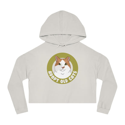 Adopt Old Cats | Cropped Hooded Sweatshirt - Detezi Designs - 90076028114060494379