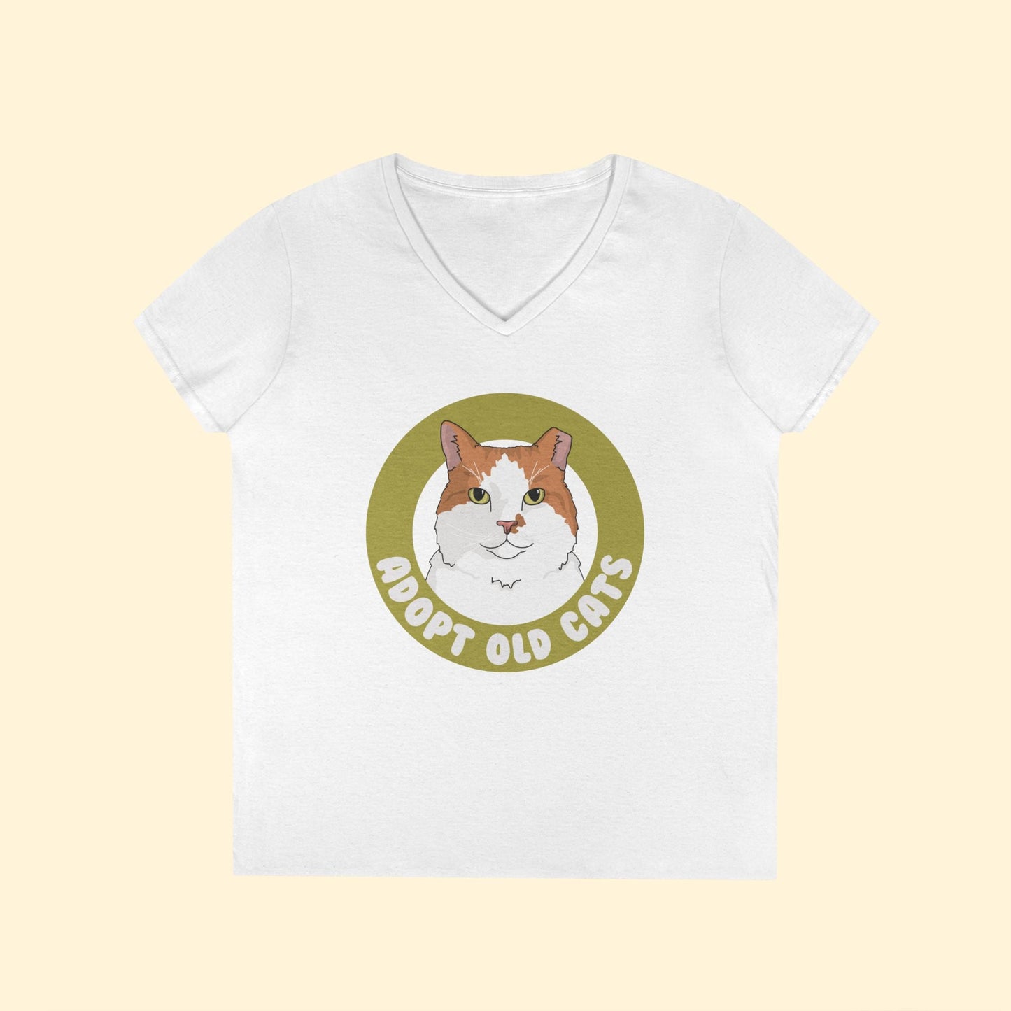 Adopt Old Cats | Ladies' V - Neck T-Shirt - Detezi Designs - 30680899262325648578