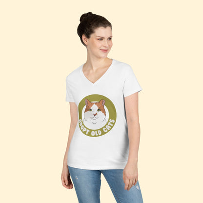 Adopt Old Cats | Ladies' V - Neck T-Shirt - Detezi Designs - 32180202873250350993