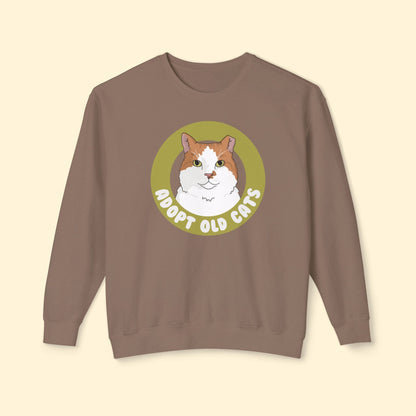 Adopt Old Cats | Lightweight Comfort Colors Crewneck Sweatshirt - Detezi Designs - 51622725407868339327