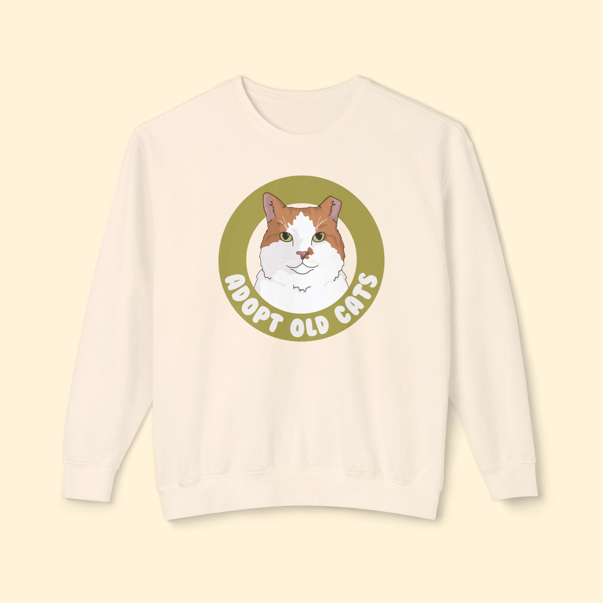 Adopt Old Cats | Lightweight Comfort Colors Crewneck Sweatshirt - Detezi Designs - 71803721320107090352