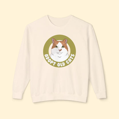 Adopt Old Cats | Lightweight Comfort Colors Crewneck Sweatshirt - Detezi Designs - 71803721320107090352