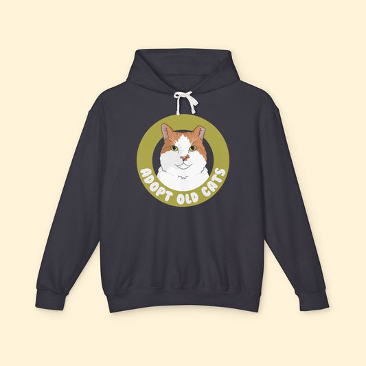 Adopt Old Cats | Lightweight Comfort Colors Hooded Sweatshirt - Detezi Designs - 22408744103670591140