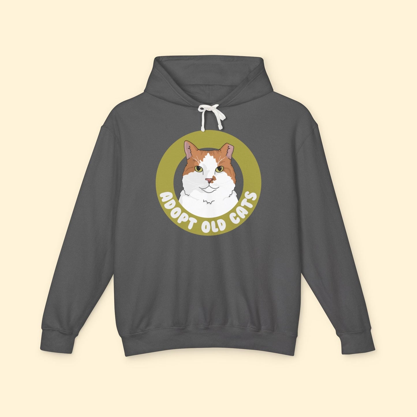 Adopt Old Cats | Lightweight Comfort Colors Hooded Sweatshirt - Detezi Designs - 31118585146870669280