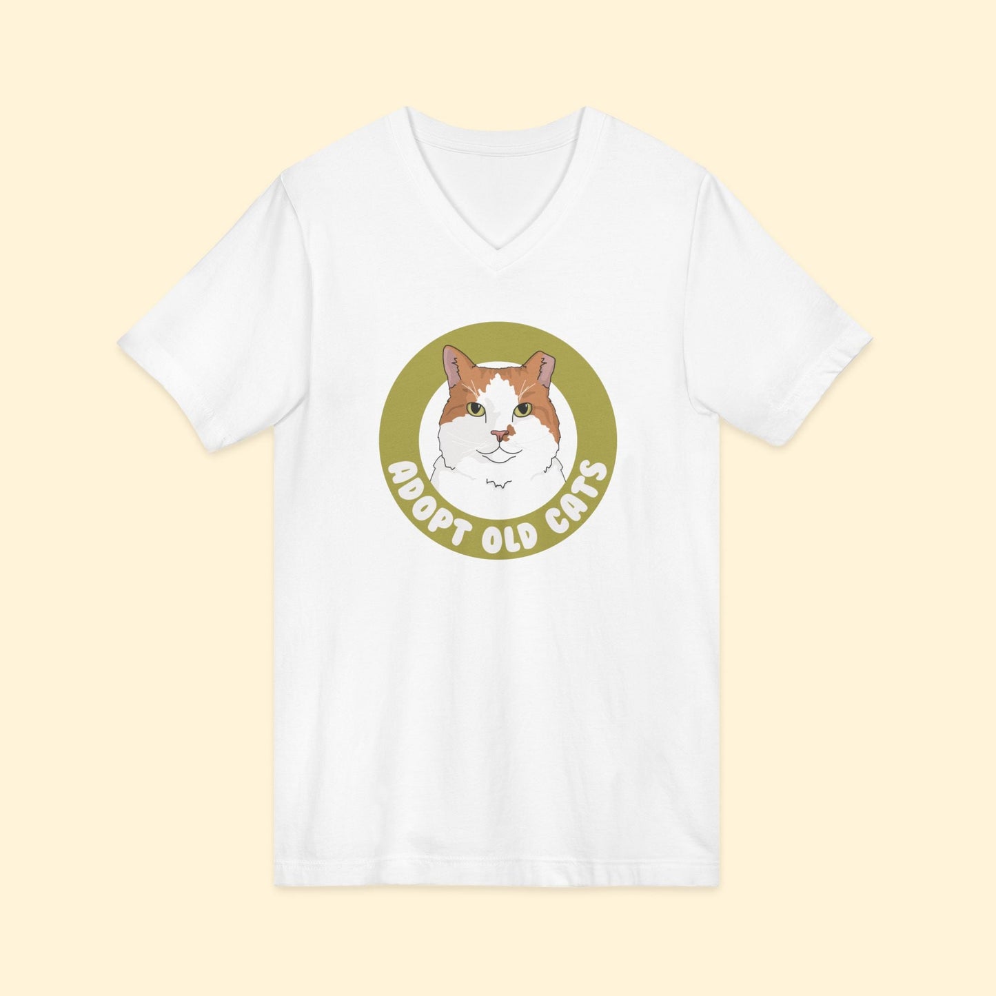 Adopt Old Cats | Unisex V - Neck Tee - Detezi Designs - 19480377840909838296