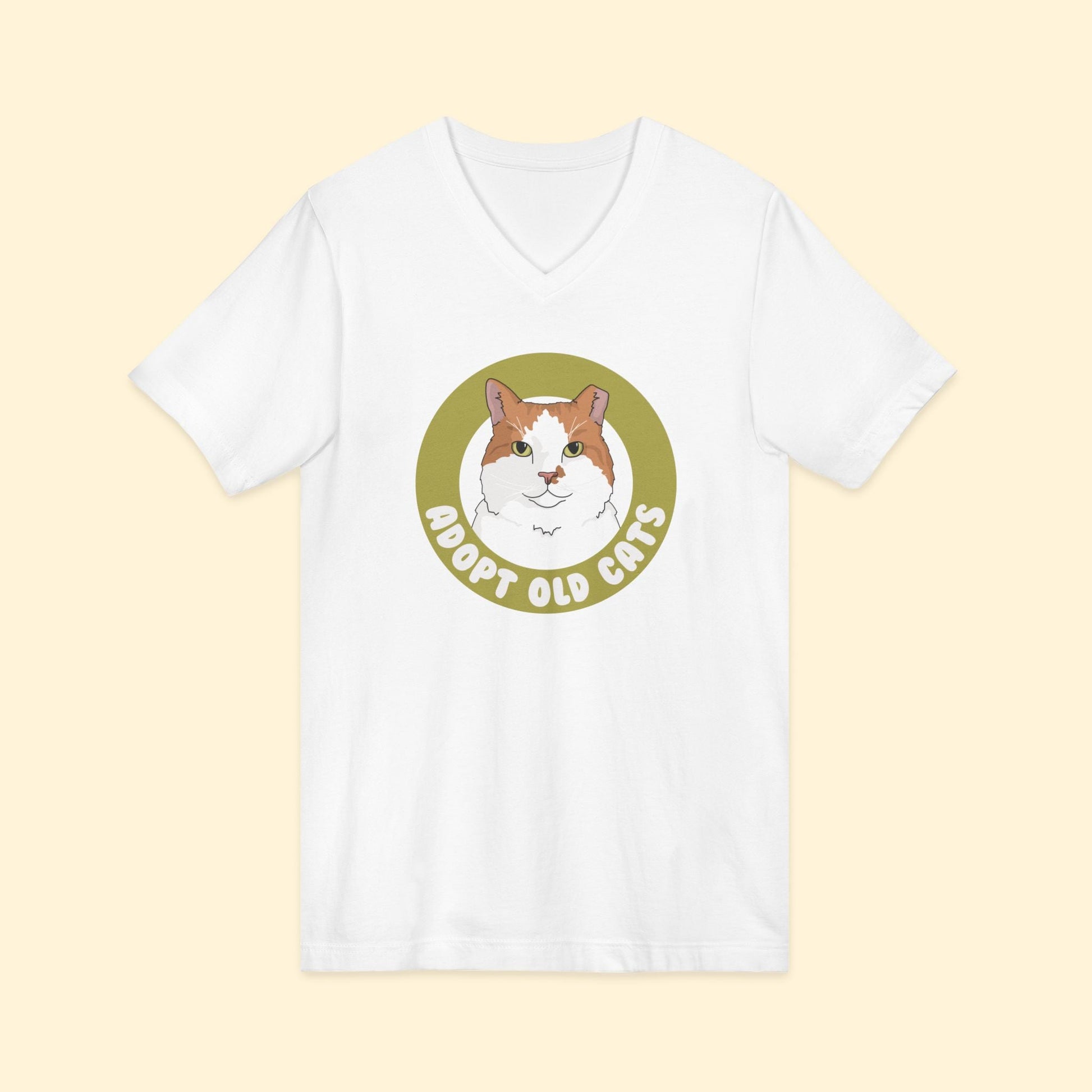 Adopt Old Cats | Unisex V - Neck Tee - Detezi Designs - 19480377840909838296
