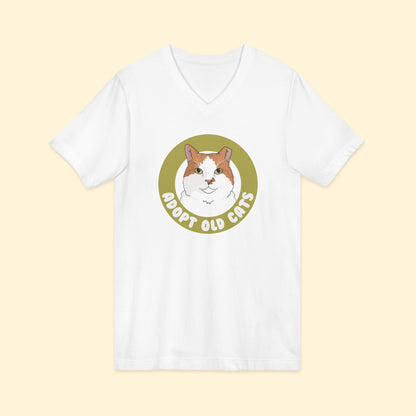 Adopt Old Cats | Unisex V - Neck Tee - Detezi Designs - 19480377840909838296