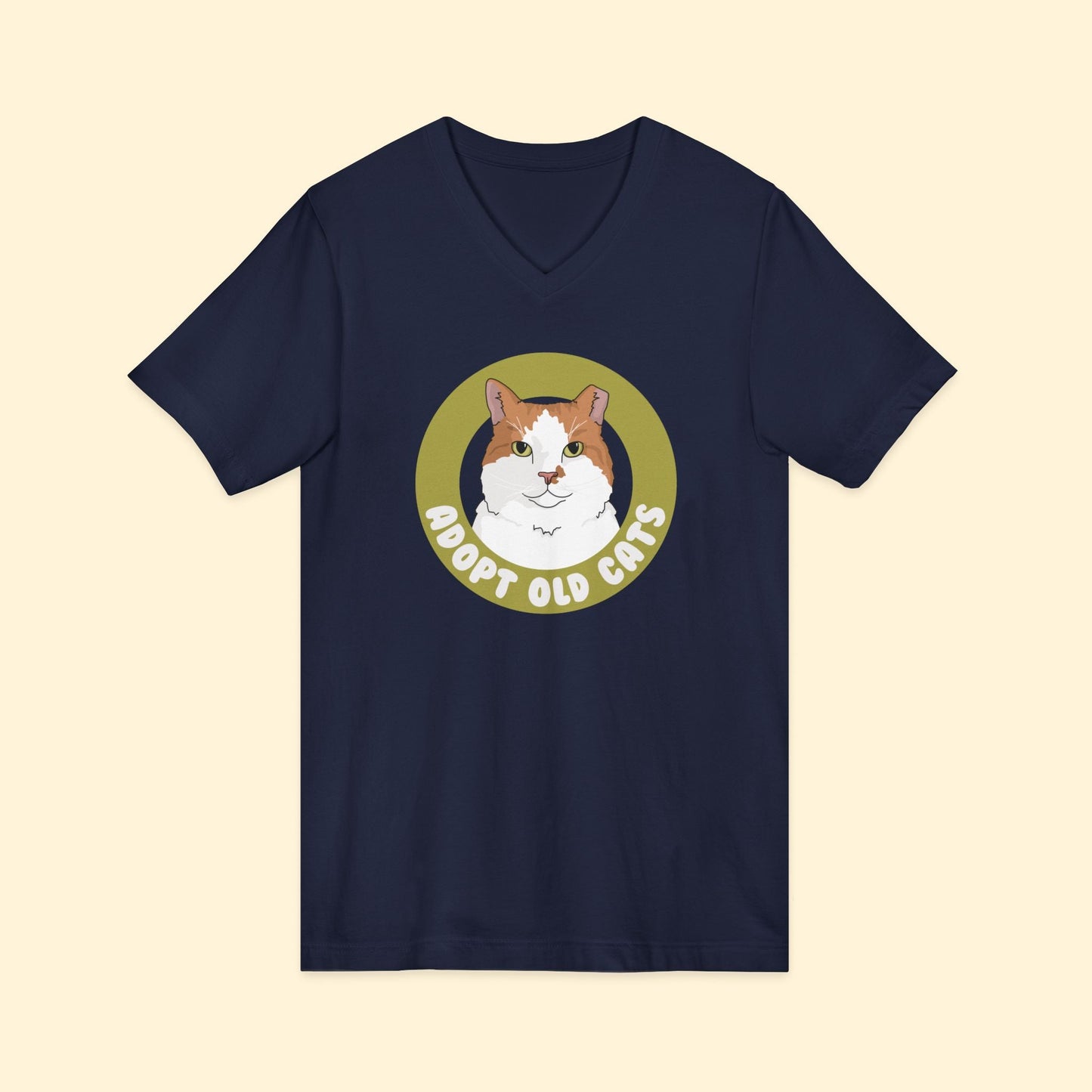 Adopt Old Cats | Unisex V - Neck Tee - Detezi Designs - 27922973112262789174