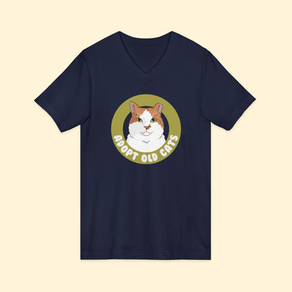 Adopt Old Cats | Unisex V - Neck Tee - Detezi Designs - 27922973112262789174