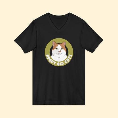Adopt Old Cats | Unisex V - Neck Tee - Detezi Designs - 28309981031042380379